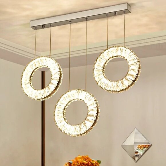 Modern Hanging Crystal Ring Light - Picture 1 of 5